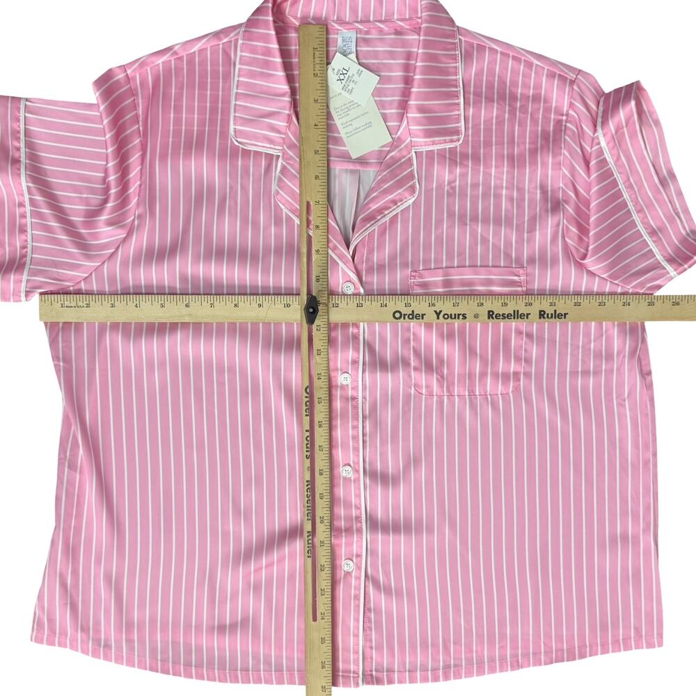 Stars Above Pink White Pinstripe Satin PJ Pajama Shorts Top Set size XXL NEW Tag - Picture 8 of 14